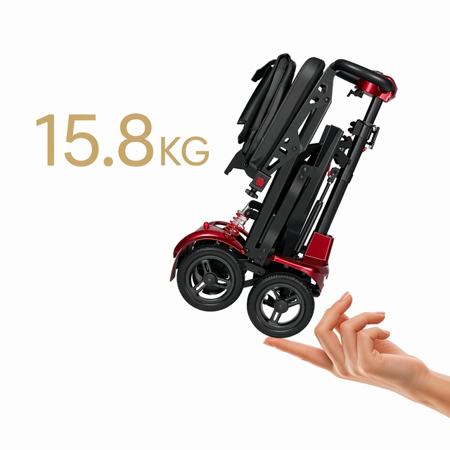 Portable Lightweight Folding 15.8kg Magnesium Small Suitcase 4-Wheel Mobility Electric Scooter for Adults Brushless Motor