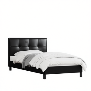 Upholstered <b>Bed</b> <b>Frame</b> With Headboard Engineered Wood Faux Leather Modern Design <b>Queen</b> <b>Size</b> Soft <b>Bed</b> - Product Image 1