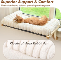 Perchoir de seuil de fenêtre pour chat Cloud-Soft avec lit rembourré conçu pour fermeture à glissière, siège de fenêtre pour chat de soutien en bois massif de qualité supérieure