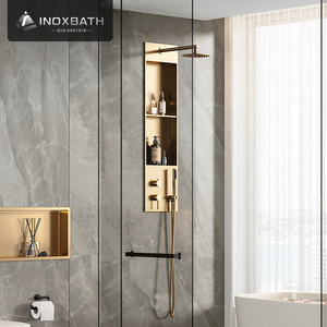 Niche de douche à insertion en acier inoxydable Gunmetal d'usine avec robinet de douche maison et hôtel salle de bain étagère de bain encastrée murale - Product Image 5