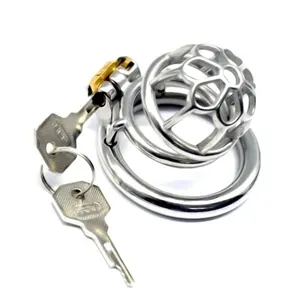 FRRK01 sex shop 6cm small cock cage with dildo ring chastity lock stainless steel chastity cage SM toys sex adult for male