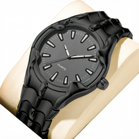 Pabrik Perhiasan Jam Tangan Quartz Unisex Dial Abu-abu Cairan Mengalir, Pabrik Sumber, Pesanan Kecil, Logo Kustom, ODM OEM, Logam Hitam Tidak Beraturan
