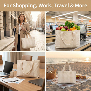 Sacs de courses en <span class=keywords><strong>toile</strong></span> de coton recyclé personnalisables avec logo couleur, sacs fourre-tout vierges imprimés, sacs de courses en <span class=keywords><strong>toile</strong></span> avec fermeture éclair - Product Image 6