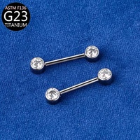 Gaby Bijou de piercing pour la poitrine en Titane ASTM-F136 et Titane G23, avec Zircon à filetage interne, style sexy, anneau de mamelon, bijou de piercing tendance