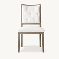 Chaise de salle à manger élégante et contemporaine en chêne et tissu, de style français, pour hôtels, banquets et cuisines.