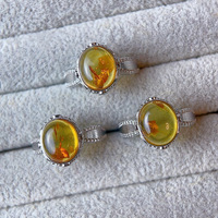 Klassischer Vintage-Design Ovaler Natürlicher Blumen-Bernstein Fassung Modischer Steinring