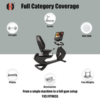 Bicicleta Reclinada con Pantalla Digital, Respaldo de Apoyo, Asiento, Manillar Frontal, Pedales y Base Estable para Equipos de Gimnasio