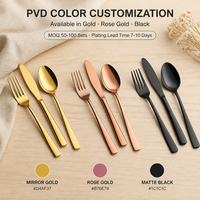 Ensemble de couverts en or PVD pour mariage, fête, luxe, finition miroir, acier inoxydable, vaisselle rose et noire