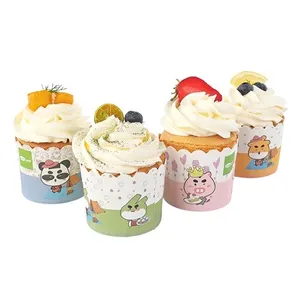 Disposable Compostable Cartoon Cupcake High Temperature Baking Round Cupcake Dessert Packaging