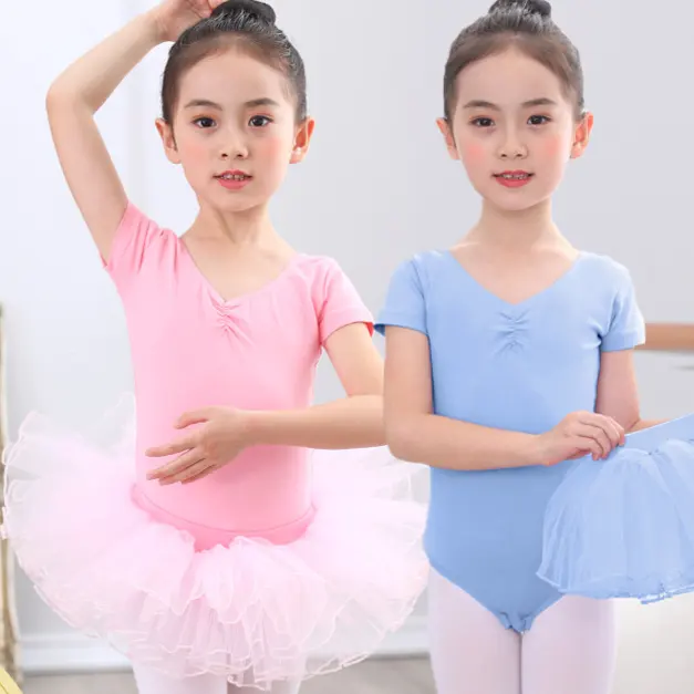 2-16 세 어린이 춤 드레스 여아 반팔 연습 Bodycon 드레스 어린이를위한 맞춤 의류 제조 업체 발레 스커트