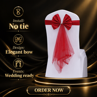Ruban élastique en satin avec nœud pour chaise, décoration de dossier de chaise pour mariage, banquet, hôtel, fête