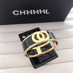 Bracelet Alphabet H - Maillons Acier Inoxydable Et Caoutchouc Noir - Neuf
