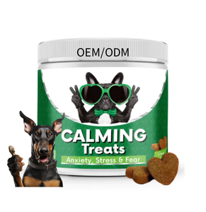 Suplemento calmante <span class=keywords><strong>para</strong></span> mascotas de etiqueta privada, golosinas <span class=keywords><strong>para</strong></span> perros, alivio de la ansiedad, el miedo y el estrés, masticables suaves con aceite de semilla de dobladillo y manzanilla - Product Image 1