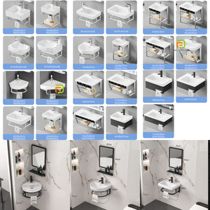 <span class=keywords><strong>Lavabo</strong></span> <span class=keywords><strong>de</strong></span> Esquina Pequeño para <span class=keywords><strong>Baño</strong></span>, Montado en la Pared, <span class=keywords><strong>con</strong></span> Soporte <span class=keywords><strong>de</strong></span> Acero Inoxidable, Moderno Lavamanos <span class=keywords><strong>de</strong></span> Cerámica Colgante - Product Image 4