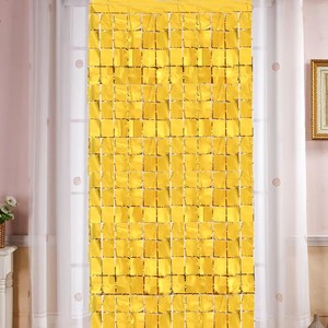 Rideau de pluie carré en soie, surface brillante, avec franges et pompons, pour décoration d'anniversaire, toile de fond de fête de mariage et fête de Noël - Product Image 1