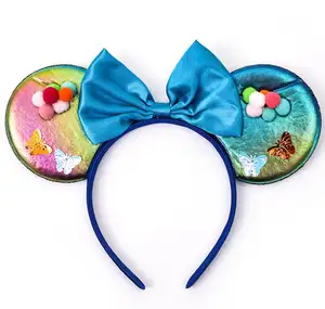 제조 업체 직접 공급 다채로운 만화 마우스 귀 헤드 기어 도매 세트 어린이 꽃 일반 플라스틱 머리띠