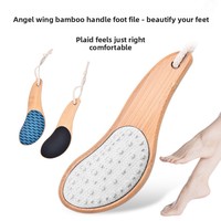 Lime à pieds en bambou de haute qualité, double face, en acier inoxydable, portable, pour éliminer les peaux mortes et les callosités, outil de pédicure