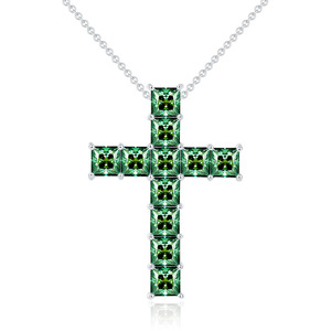 Ruizuan 925 plata esterlina Mossanite <span class=keywords><strong>Cruz</strong></span> colgante verde Hip Hop joyería <span class=keywords><strong>con</strong></span> cadena <span class=keywords><strong>de</strong></span> eslabones chapada en <span class=keywords><strong>oro</strong></span> al por mayor - Product Image 1