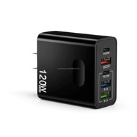 Chargeur USB-C 120W 5 ports avec prise EU/US, charge rapide super rapide, chargeur de téléphone portable USB-C 120W Type C pour Xiaomi/Samsung