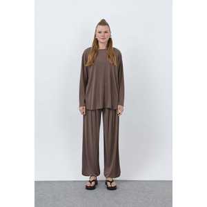 Ensemble décontracté en viscose surdimensionné pour femmes, manches longues, style minimaliste, respirant, noir, toutes saisons - Product Image 3