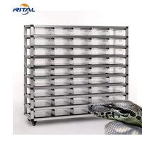 Reptiles Cage Accessoires Serpent Rack Système En Plastique PVC Boîte D'élevage Baignoires Serpent Rack Cages avec Chauffage