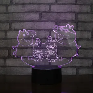 cartoon Pig design 3d lamp cute craton kids night light girls boys gift lamp smart touch sensor base lamp for daughter son