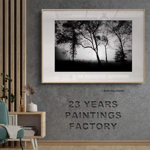 <span class=keywords><strong>Impression</strong></span> HD <span class=keywords><strong>sur</strong></span> <span class=keywords><strong>toile</strong></span> <span class=keywords><strong>de</strong></span> paysage artistique, décoration murale panoramique, peinture en noir et blanc avec cadre <span class=keywords><strong>photo</strong></span> en chêne - Product Image 2