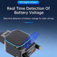 Chargeur de voiture à câble rétractable double 4 en 1 96W USB C Chargeur de voiture QC3.0 pour téléphone Charge rapide PD Charge rapide avec LED numérique