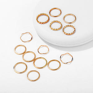 Set di 14 <span class=keywords><strong>Anelli</strong></span> Vintage Bohémien a Forma di Cuore Placcati Argento e Oro per Donne - Product Image 2