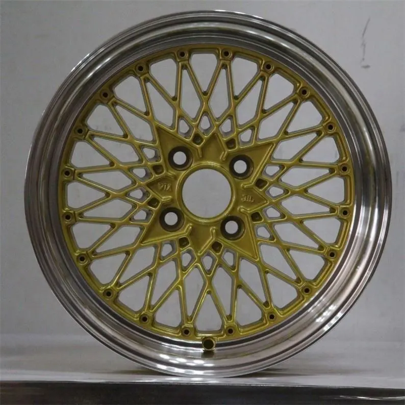 Flrocky Velg Mobil Performa Tinggi 15*8.0 17*7.5 4/5*98 100 ~ 114.3 dengan Lapisan Emas untuk Roda Aloi Rays