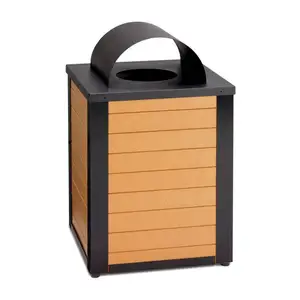 wholesale outdoor garbage bin square trash can wood waste bin container price
