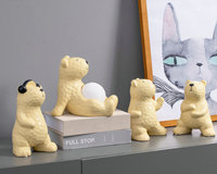 Figurine d'ours en céramique Sculpture de bureau animale Décoration de la maison