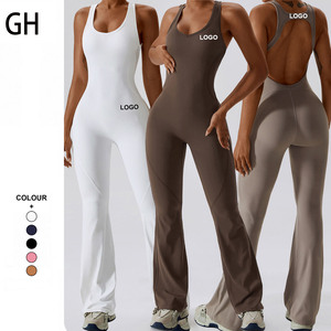 Groothandel Hoge Sterkte Ademende Snel Droge Rugloze Mouwloze Sport Bodysuit Jumpsuit Vrouwen Fitness Yoga Kleding Set Gym - Product Image 1