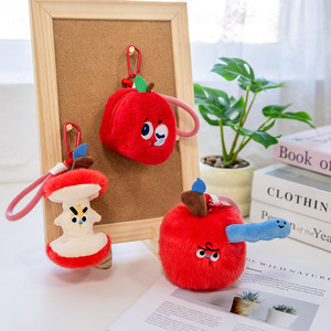 Cute Cartoon Apple Worm Plush Keychain Soft Plushies <strong>Headphone</strong> Bag Pendant Backpack Charm Creative Gift for Kids Wholesale - Product Image 3