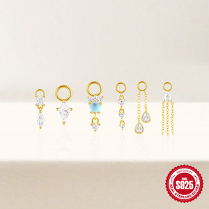 S925 argento Sterling europeo e americano zircone quadrato moda quattro diamanti ciondolo tre <span class=keywords><strong>set</strong></span> di orecchini da donna gioielli - Product Image 4
