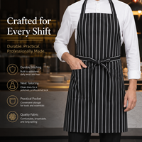 Tablier à bretelles rayé imperméable avec sangle réglable, logo personnalisé, uniforme de chef pour restaurant, cuisine, café, grill, boulangerie