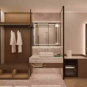 Juego de Muebles de Dormitorio de Hotel de 3 Estrellas, Modernos, Ecológicos, a Bajo Precio y Personalizables, con Estructura de Cama de Madera, Mesitas de Noche, Armario, Mueble para TV y Sofá - Product Image 4