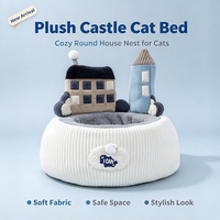 Lit pour chat en forme de château en peluche, maison douce et ronde pour animaux de compagnie, nid en velours, coussin chaud pour chaton, lavable à la main, OEM ODM