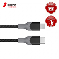 Câble USB Type-C 60W 3-EN-1 (1,2m + 1,8m + 3m) à charge rapide 3A, tressé en nylon pour iPhone iPad iOS