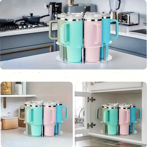 믹스웨어스 이중 360도 회전 아크릴 물병 보관 랙 주방 캐비닛 정리대 40온스 대용량 - Product Image 5