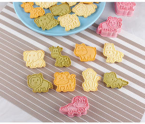 ชุดที่ตัดคุ้กกี้พลาสติกธรรมชาติ3D สัตว์ทำจากหญ้าฝรั่น8ชิ้น/กล่องมีตราประทับคุกกี้รูปลิงช้างสิงโต - Product Image 6