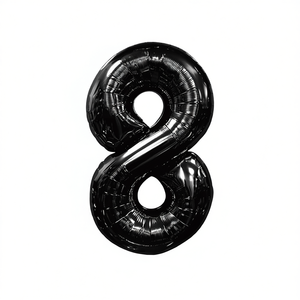 Globo de aluminio negro con el número 8 para fiestas, 100 cm, decoración para fiestas de cumpleaños - Product Image 1