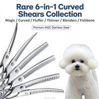Tijeras de Peluquería Profesional VG10 de 7 Pulgadas, Curvas, para Desplumar y Adelgazar, de Acero Inoxidable, Tipo Espina de Pescado, Juego Completo para Peluquería Canina