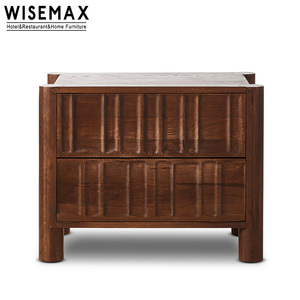 Muebles <span class=keywords><strong>de</strong></span> Dormitorio <span class=keywords><strong>Retro</strong></span> Americanos WISEMAX, Mesa <span class=keywords><strong>de</strong></span> <span class=keywords><strong>Noche</strong></span> <span class=keywords><strong>de</strong></span> Madera Maciza con Dos Cajones, Mesa Auxiliar <span class=keywords><strong>Vintage</strong></span> para Hotel - Product Image 5
