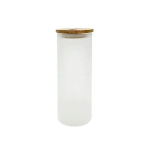 Bouteille d'eau en verre en forme de canette de bière 18 oz, gobelet vierge pour sublimation, gobelet givré 18 oz, bocal Mason avec couvercle en bambou et paille - Product Image 2