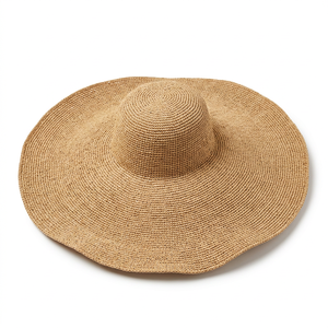 Sombrero de Paja de Ala Ancha Tejido a Mano, Gorra de Rafia sin Acabado para Viajes al Aire Libre - Product Image 2