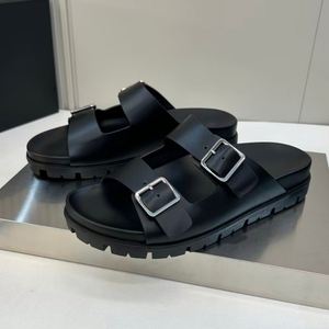 Sandalias de Lujo de Marca Premium con Doble Botón, Diseño Bocken, Suela Negra Brillante y Tacón Plano, Sandalias de Una Sola Tira para el Verano - Product Image 3