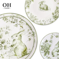 Nouveau Design Ensemble de Dîner Lapin de Pâques Style Chinois Ensemble de 4 Assiettes pour Événement & Restauration & Location