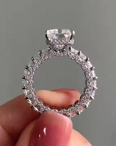 Luxury Custom 925 Silver & 10K-18K Gold Engagement Band Ring Women's Moissanite Fashion Jewelry Gift - Product Image 1