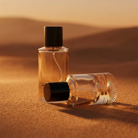 Botella de Perfume de Vidrio Cilíndrica Vacía de 50 ml, Color Ámbar Degradado, con Caja de Lujo de Alta Calidad